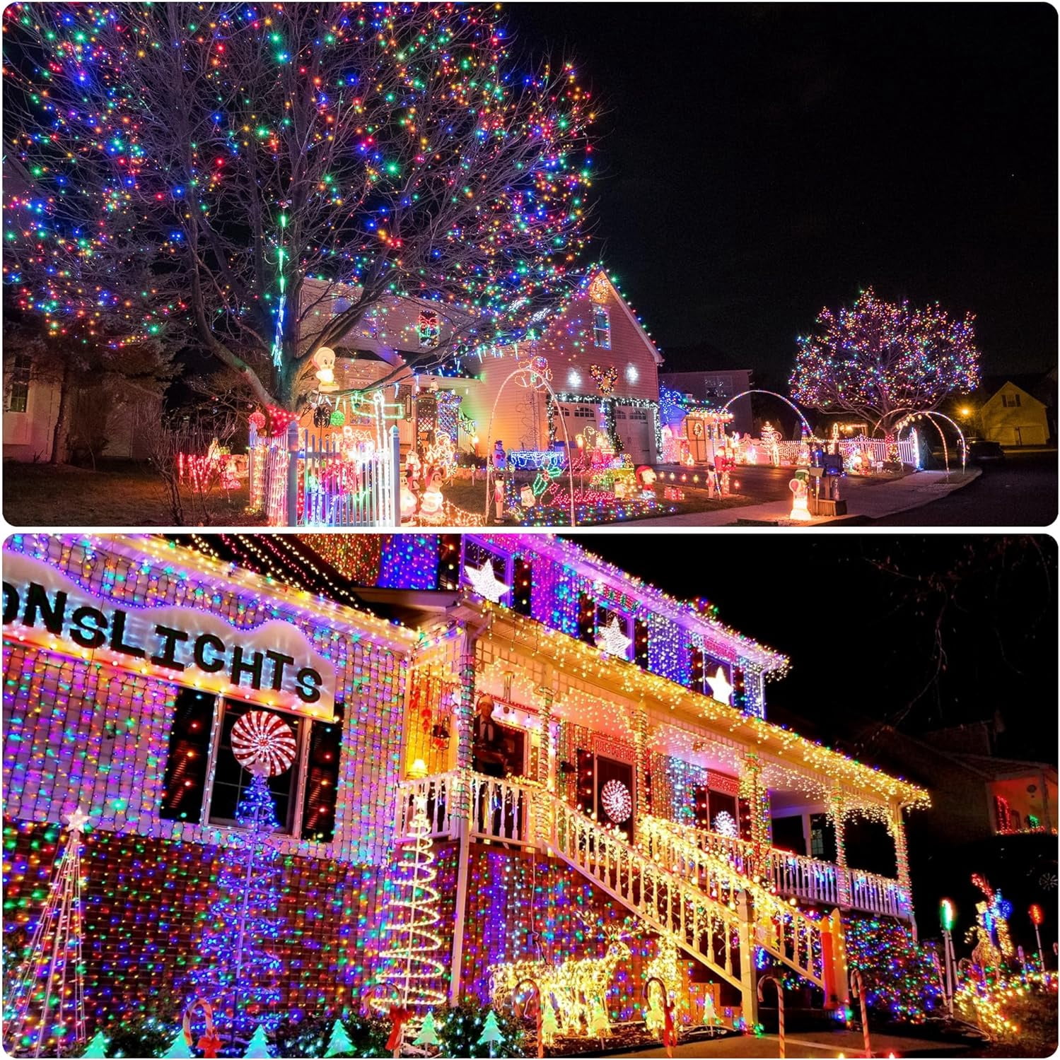JMEXSUSS 2 Pack Solar Christmas Lights Outdoor Waterproof, Total 400LED 151FT Multi Colored Christmas Lights, 8 Modes Solar String Lights for Outside Tree Patio Garden Xmas Christmas Decorations