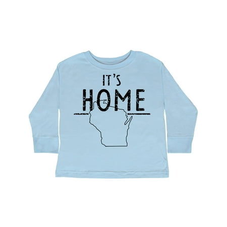 

Inktastic It s Home- State of Wisconsin Outline Distressed Text Gift Toddler Boy or Toddler Girl Long Sleeve T-Shirt