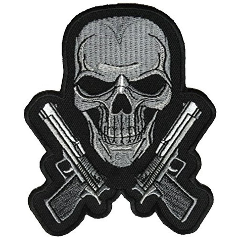 SKULL CROSSED PISTOLS PATCH Color Veteran Owned Business. Walmart