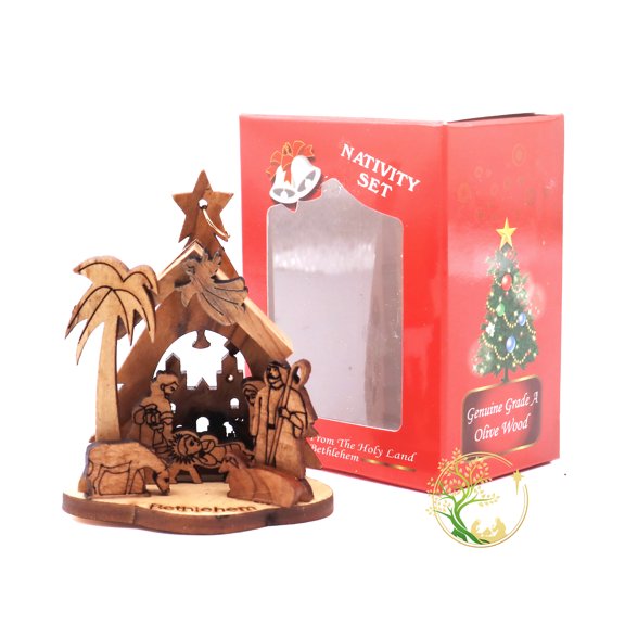 Olive Wood Nativity Scene Ornament | Christmas Tree Nativity Ornament | Nativity Gift | Religious Christmas Décor | Nativity Set Decoration