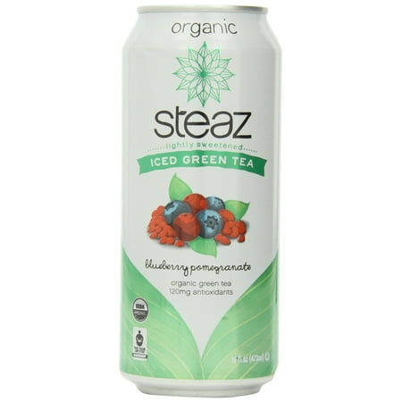 Steaz Organic Blueberry Pomegranate Iced Green Tea, 16 Fl. Oz.