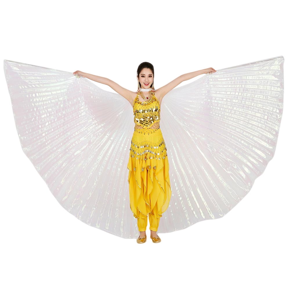 Egyptian Egypt Belly Dance Costume Shining ISIS WINGS Dance Wear Solid Colours 