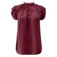 thumbnail image 1 of B91xZ Mode Été pour Femmes 2024 Col en V Manches Courtes Boutonné Hauts Décontractés Unis, Rouge L, 1 of 4