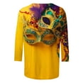 thumbnail image 4 of Cavosen Carnival Day Womens Tops 3/4 Length Sleeve Festival Mardi Gras Crewneck Shirts Mask Graphic Print Tops Holiday Trendy Blouse Loose Athletic T-Shirts Party Shrove Tuesday Purple M, 4 of 5