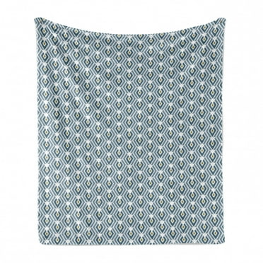 Abstract Soft Flannel Fleece Throw Blanket, Contemporary Geometric Pattern with Rhombuses, Cozy Plush for Indoor and Outdoor Use, 50" x 70", Blue Grey Multicolor, by Ambesonne