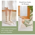 thumbnail image 4 of 5 Pairs Vintage Floral Crew Socks for Women, Soft Cotton Embroidered, Cottagecore Ruffle Socks for Casual & Dress Wear, 4 of 7