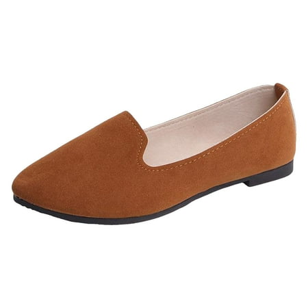 Mepaouo Women s Flat Dress Ballet Shoes Business Casual Slip on Walking Loafers(Brown 8)