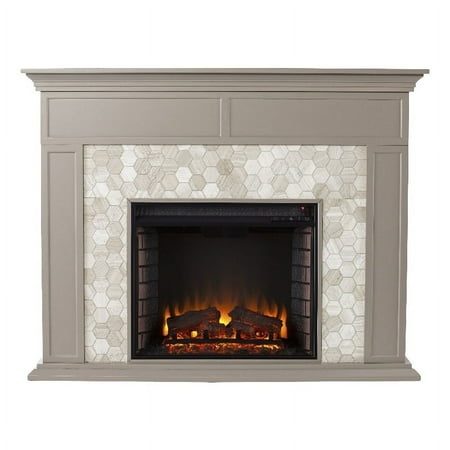SEI Furniture Torlington Marble Tiled Electric Fireplace