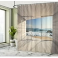 thumbnail image 5 of Ambesonne Ocean Shower Curtain, View of Sea Waves Rocks, 69"Wx84"L, Beige Blue White, 5 of 5