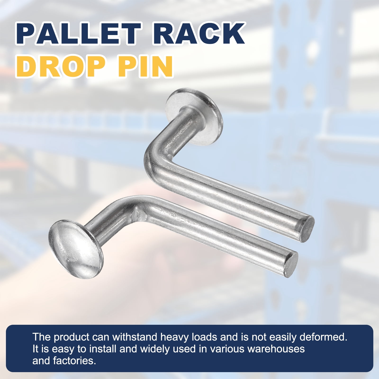 Uxcell 100 Pack Pallet Rack Drop Pin, 1.2 x 0.19 Inch Pallet Rack Safety Bolt Round Head J Bolt Universal Pins for Warehouse Racks and Shelving Units