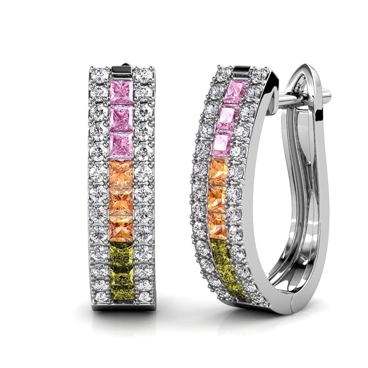 Cate & Chloe Rachel 18k White Gold Plated 19mm Hoop Earrings with Swarovski Crystals Gift for Women