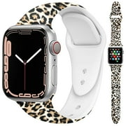 LIGUANG LGSY Silicon Strap for Apple Watch 41mm 40mm 38mm Leopard Printing Band for iWatch Series 8 7 6 SE 5 4 3 2 Women Men