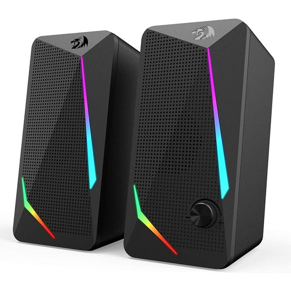 GS510 RGB Desktop Speakers, 2.0 Channel PC Computer Speaker with 4 Colorful LED Backlight Modes, Enhanced Bass and Easy-Access Volume Control, USB Powered w/ 3.5mm Cable