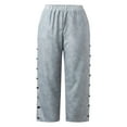 thumbnail image 4 of Fgnfyis Women Casual Stripe Print Harem Pants with Button Waist Summer Loose Pajama Pants Women Blue XL, 4 of 7