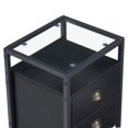 thumbnail image 5 of VECELO Javlergo Tempered Glass Top Nightstand with 2-Drawer and Open Shelf Black, 5 of 5