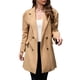 thumbnail image 1 of Notched Collar Coat, Double Breasted Coat Flap Pocket Elegant Pure Color Fashionable  For Shopping ANGGREK Caqui M, 1 of 8