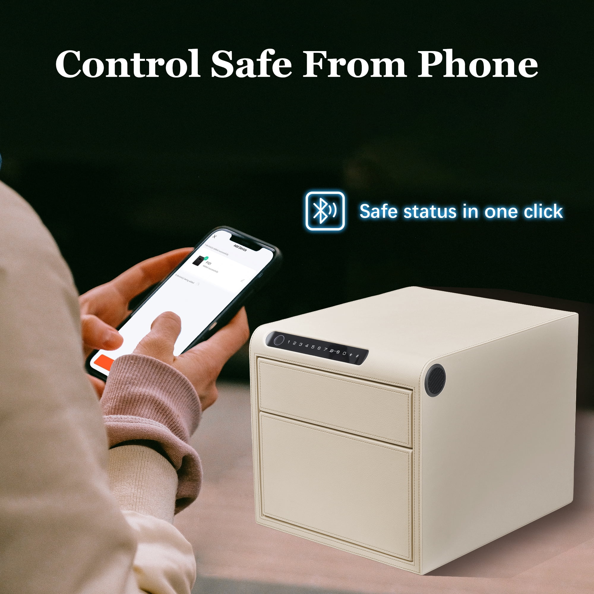 Digital Drawer Safe with Biometric Fingerprint & Keypad – Quick-Access Handgun Safe for Pistols, Leather-Wrapped Jewelry Storage, Ideal for Home Use
