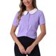 thumbnail image 1 of INSPIRAR CHIC Blusa de Oficina para Mujeres con Cuello Peter Pan en Contraste de Manga Corta Lila Claro, 1 of 6