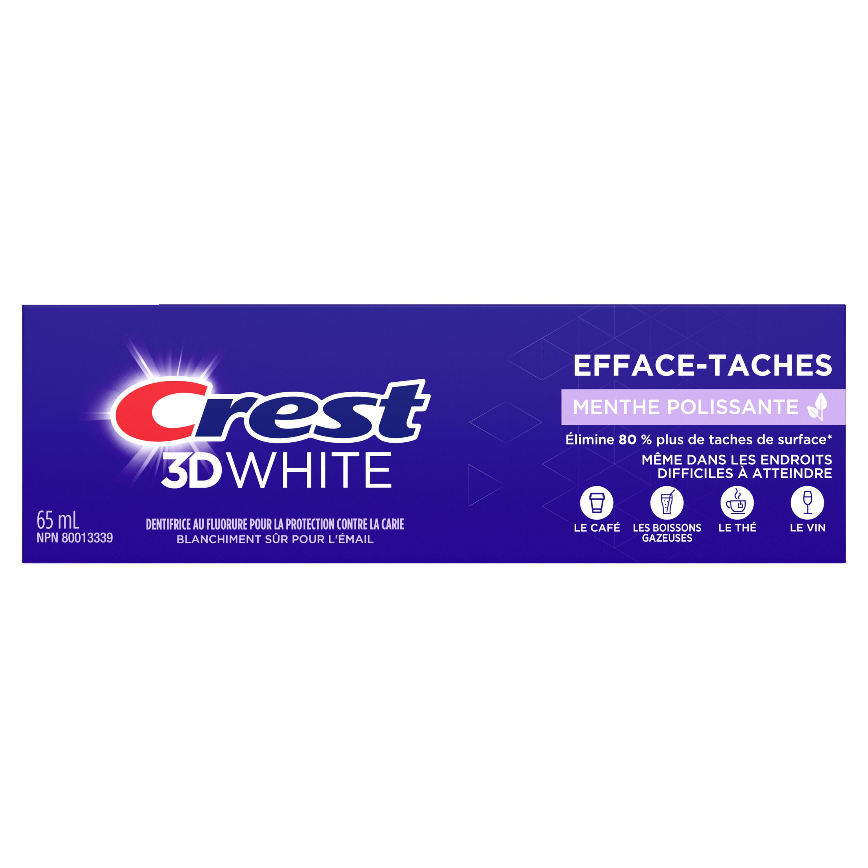 Crest 3D White Stain Eraser Teeth Whitening Toothpaste, Polishing Mint, 65 mL