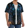 thumbnail image 2 of Pofeuu Cool Blue Light Wolf Print Mens Casual Short Sleeve Shirts Beach Summer Spread Collar Pocket Tops Men's Casual Short-sleeved Shirt-Large, 2 of 5