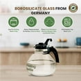 GermanMade Borosilicate Glass Stove Top Whistling Tea Kettle 12 Cup Capacity BPAFree