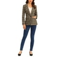thumbnail image 2 of INSPIRE CHIC Blazers pour Femmes Revers Cranté Manches Longues un Bouton Blazer à Carreaux S Bleu Brun, 2 of 6