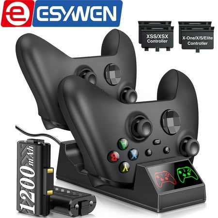 ESYWEN Controller Charger for Xbox One, Xbox Controller Charging Station with 2 x 1200mAh Rechargeable Battery Packs for Xbox Series X/S/One X/S/Elite,Xbox Accessories