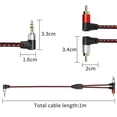 thumbnail image 3 of Cable de audio RIIEYOCA con ángulo recto de 90 grados, 3,5 mm a 2 RCA de 3 pies, 3 of 7