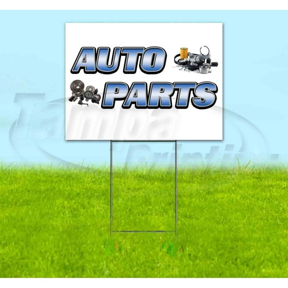 Auto Parts (18" x 24") Yard Sign, Includes Metal Step Stake