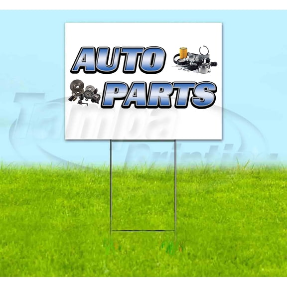 Auto Parts (18" x 24") Yard Sign, Includes Metal Step Stake
