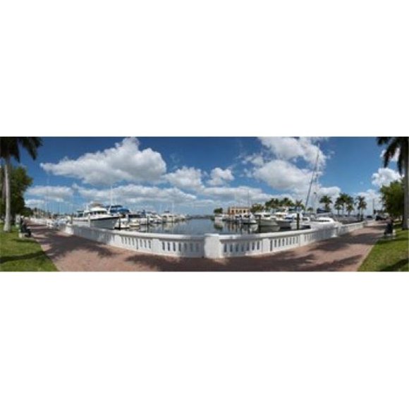 Panoramic Images PPI114300L Parc au Bord de la Rivière Double Dauphin Marina Lamanteau Rivière Bradenton Lamantine Comté Florida États-Unis Affiche Impression, 36 x 12