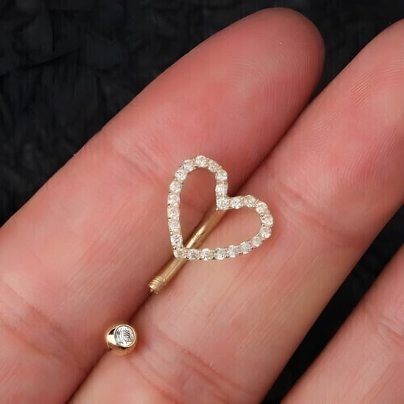Women's Birthday Gitt Heart Shape Belly Button Ring 14K Yellow Gold Plated 2Ct Simulated Diamond Round Cut