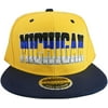 Michigan 4-Color Script Men's Adjustable Snapback Baseball Caps (Gold/Navy)