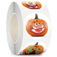 thumbnail image 1 of 500 Uds pegatinas redondas de calabaza de Halloween calcomanías para decoración de fiesta bolsa de dulces regalos pegatinas sobre, 1 of 5
