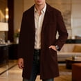 thumbnail image 6 of Men Long Overcoat Lapel Collar Button Front Oversized Jacket with Pocket,Warm Windproof Fall Winter Daily Casual Comfy Wear,Red,XL, 6 of 9