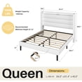 thumbnail image 4 of Frostbloom Queen Bed Frame with USB & Type-C Charging Station and Velvet Wingback Headboard, White, 4 of 10
