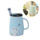 thumbnail image 3 of Taza linda del gato Taza de café de cerámica con la cuchara del acero inoxidable del gatito, azul, 3 of 5