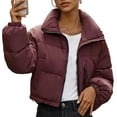 thumbnail image 4 of DAFPZW Women’s Winter Cropped Puffer Jackets Casual Quilted Baggy Long Sleeve Zip Down Coats Outerwear, 4 of 6