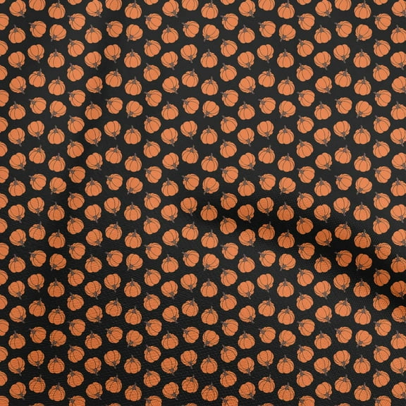 oneOone Polyester Spandex Black Fabric Pumpkin Craft Projects Decor Fabric Printed By The Yard 56 Inch Wide