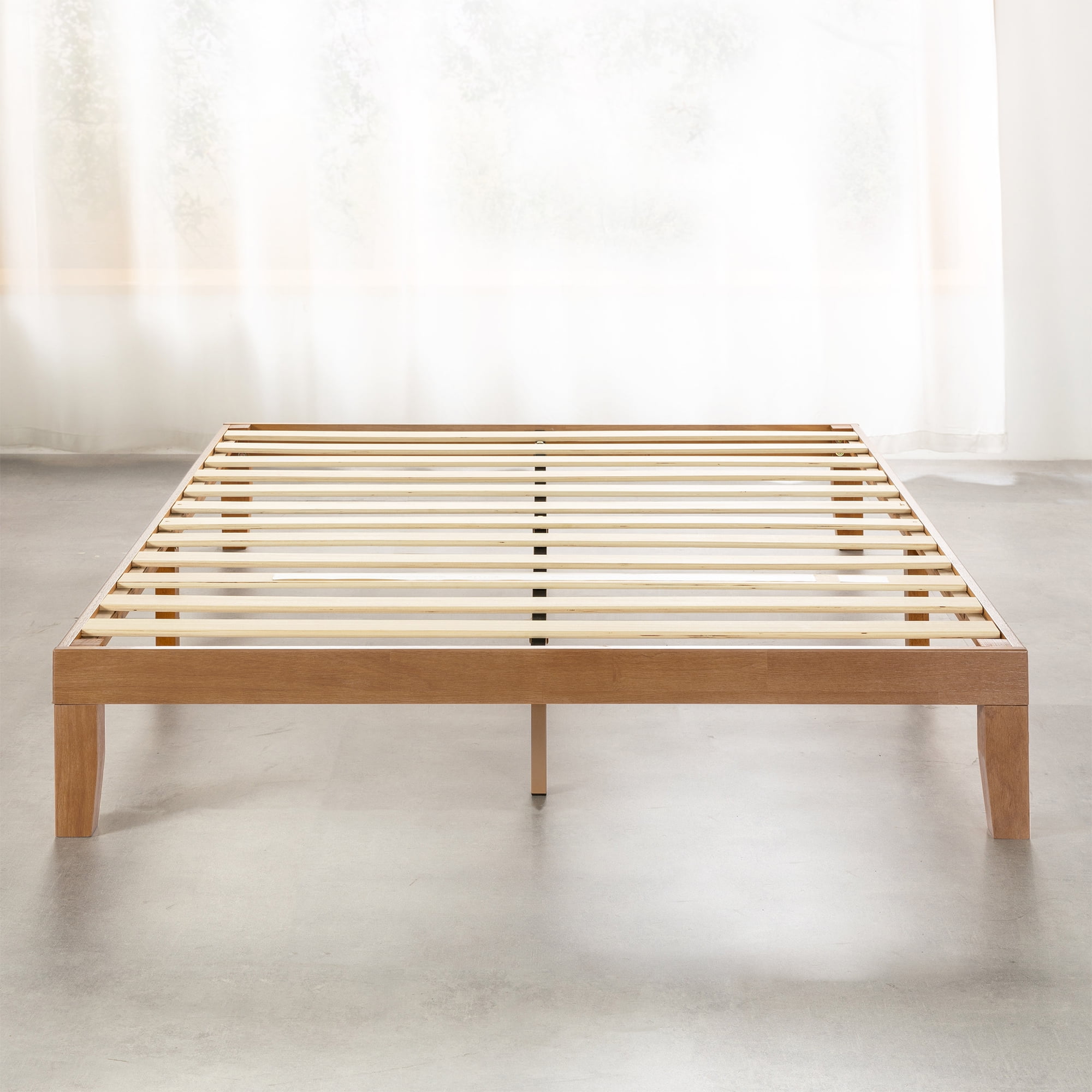 Best Price Mattress Naturalista Classic 12" Solid Wood Platform Bed with Wooden Slats, Full, Natural Pine