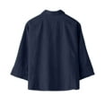 thumbnail image 5 of Kaemgyyd Womens Button Down Shirts 3/4 Sleeve Casual Crop Tops Cotton Linen Blouses Lightweight Lapel Spring Fall Overshirt, 5 of 7