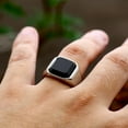 thumbnail image 5 of 925 Sterling Silver Cushion Shape Ring with Black Onyx Gemstone Signet Delicate Style Ideal Gift Jewelry for Men, 5 of 5