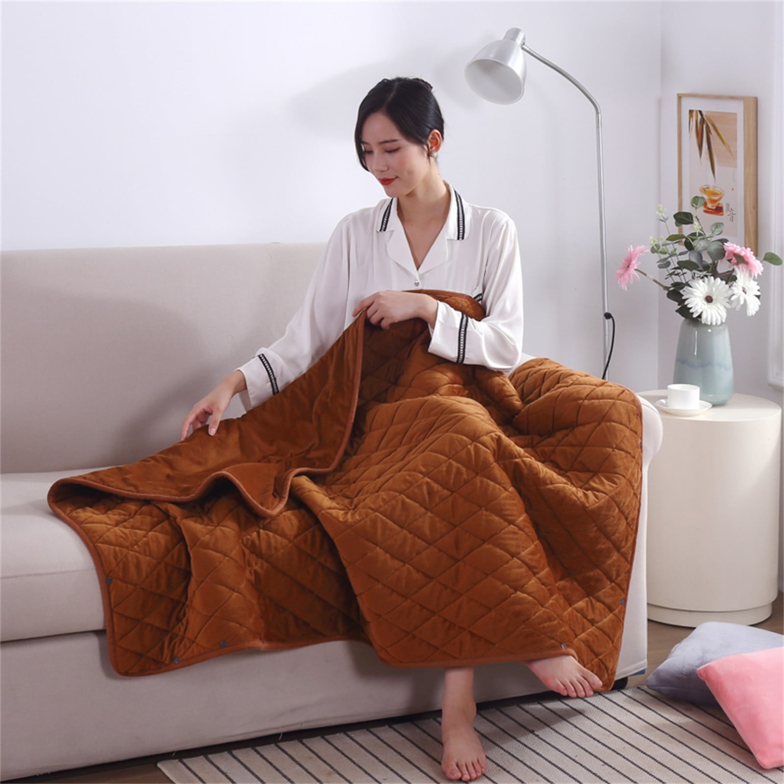 JeashCHAT Heated Blanket Shawl 5V Electric USB Blanket Winter Soft Comfortable Flannel Blanket Super Cozy Wearable Blanket for Home Travel Office, 30"x47"