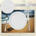 thumbnail image 3 of Ambesonne Sea Place Mats Set of 4, Beach with Stormy Weather, Standard Size, Blue and Ginger, 3 of 6