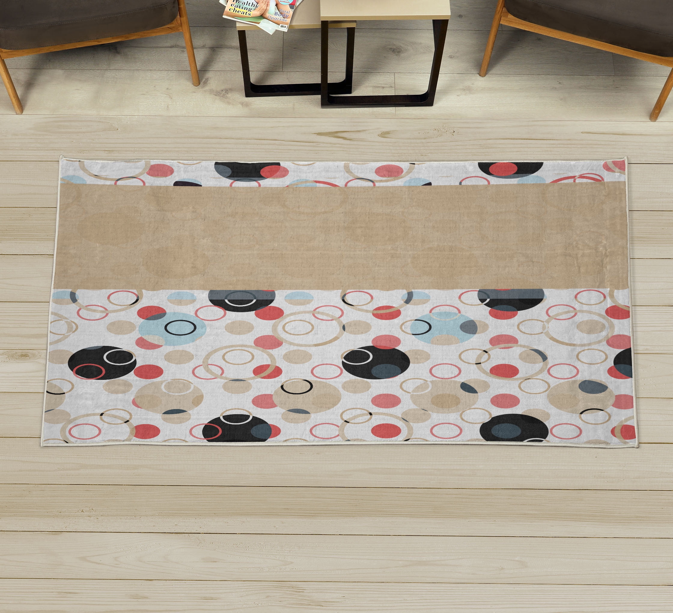 Rectangular Rug Circular Pattern Abstract Decorative Rug, Circular Shaped Round Interlace Forms ...