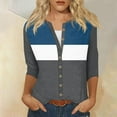 thumbnail image 2 of Fouhkni 3/4 Sleeves Shirts for Women Dressy Casual Button down Blouses Color Block Fall Outwear Coat, 2 of 5
