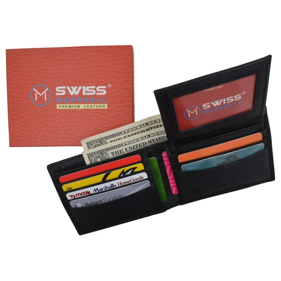 RFID Blocking Mens Premium Leather Credit Card Bifold Wallet W/ Removable ID Holder