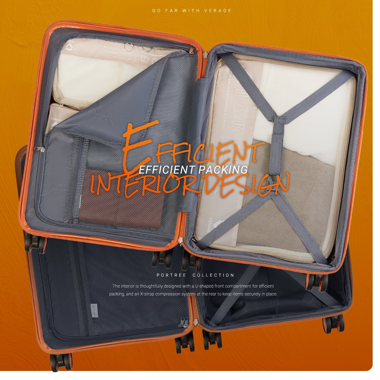 Verage Hardside Carry On Luggage With Spinner Wheels,Expandable Hardshell Suitcase,TSA Airline Approved,Carry-On 20-Inch,Orange