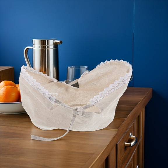 LOLIPPYY 4Pcs Boho Beige Basket Liners Reusable Fabric Inserts for Picnic and Storage Baskets