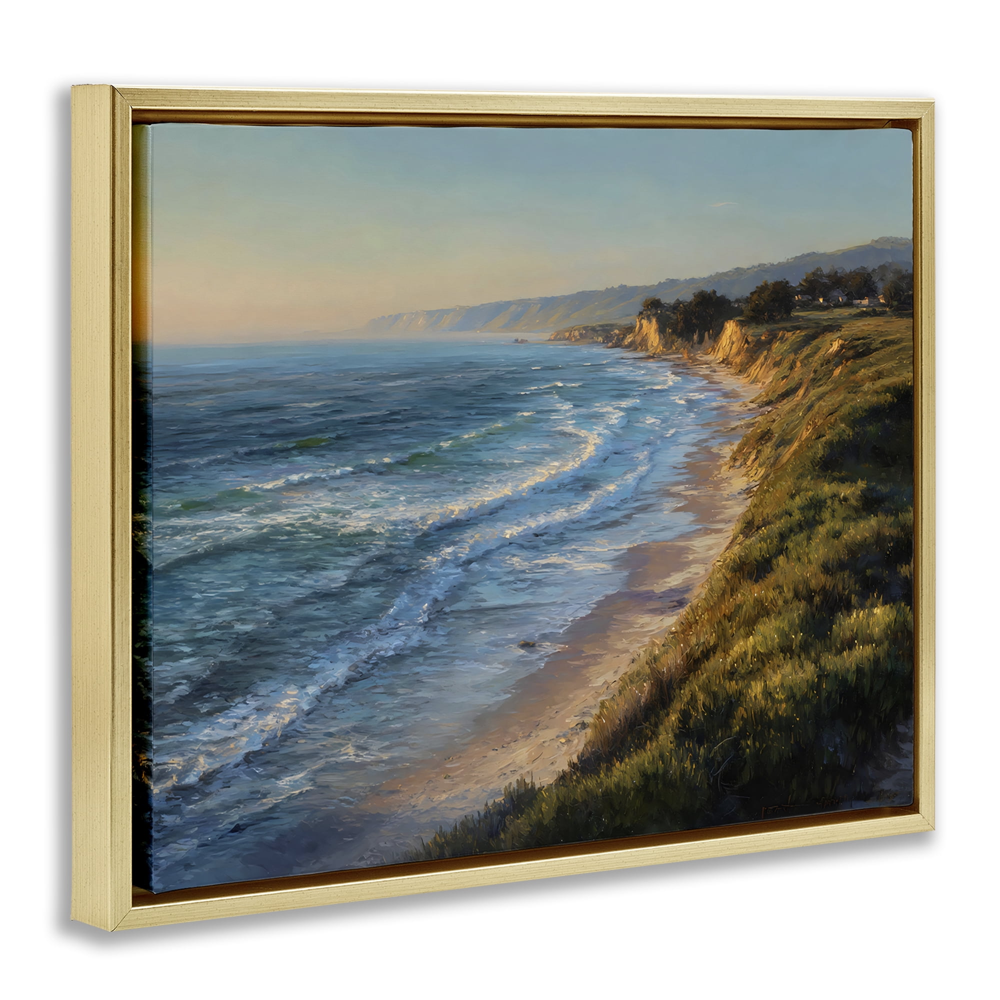 Stupell Industries Rounded Coastline View Gold Framed Floater Canvas Wall Art, design by Franklyn Gregory